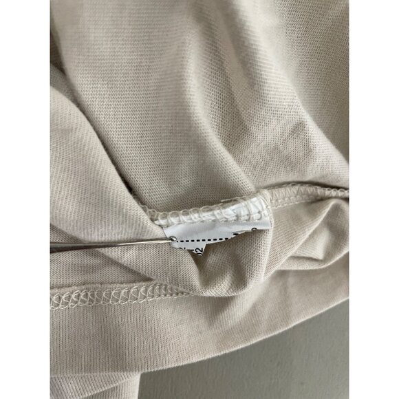 Zara Crop Top Size Medium Turtleneck Elbow Sleeve Beige Tan Neutral Minimalist - Picture 4 of 6